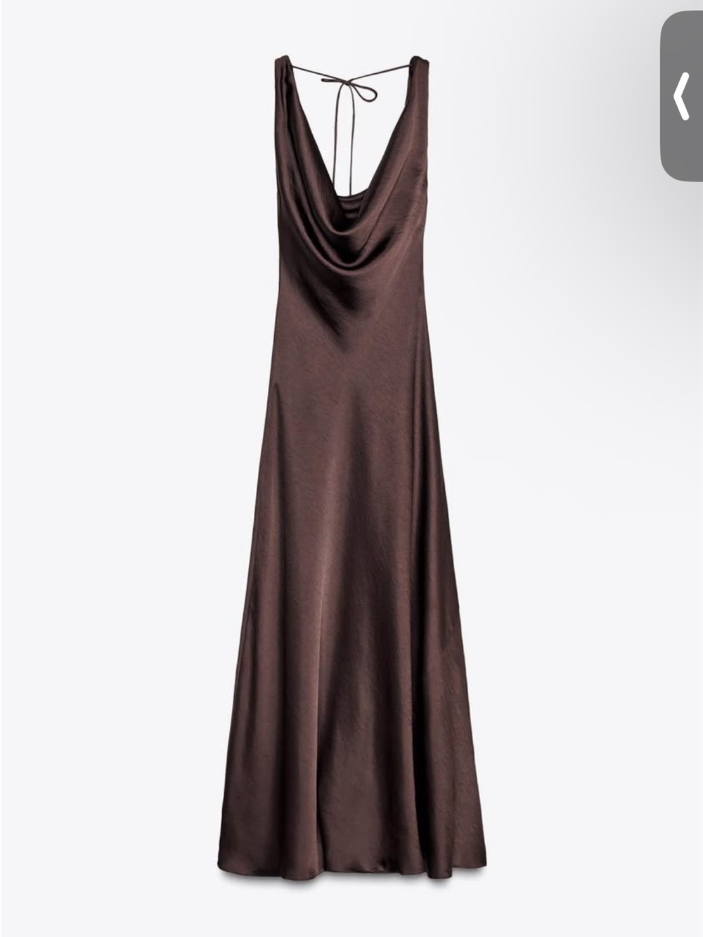 Zara Elegant Brown Cowl Neck Slip Dress - Size M